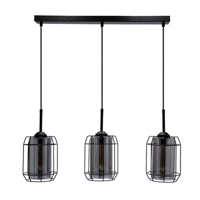 Jonera hanging lamp black 3x40 E27 smoked shade 33-08435