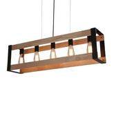 Hängelampe aus schwarzem Metall + Holz 5x40W E27 Varna 35-79282