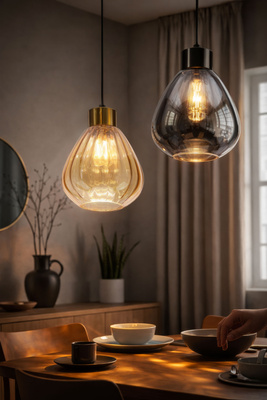 Lampa wisząca Monte z kloszem dymionym pojedyncza szklana do salonu