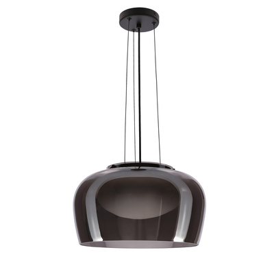 Lampe suspension Insieme 38 en verre pour table de salon avec abat jour fumé