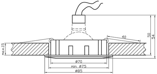 Plafonnier candellux uo-13 gab mr16 patine dorée couvercle à charnière coulé