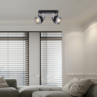 Crazy plafonnier bande noire 2x15w gu10 abat-jour incolore