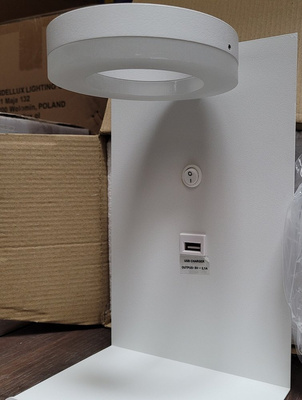 White LED wall lamp with a phone shelf USB charger Compact Candellux 21-76052