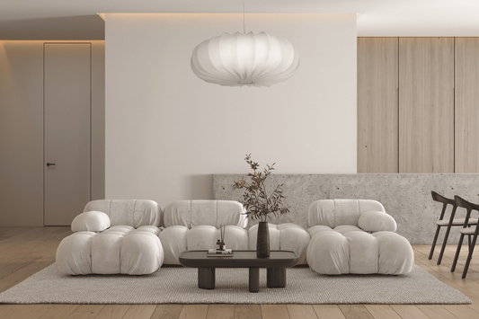 Hanging lamp CAFEE Scandinavian with cream latte shade 66cm modern ceiling lighting for living room and dining room E27