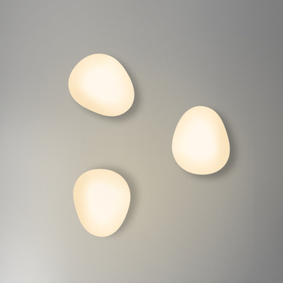 Wall sconce STONES inspired by stone white acrylic shade 20 cm japandi style stylish bedroom sconce E27