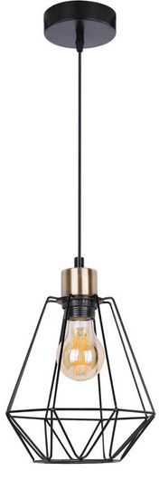Hanging lamp black + patina with a wire shade Primo 31-00262