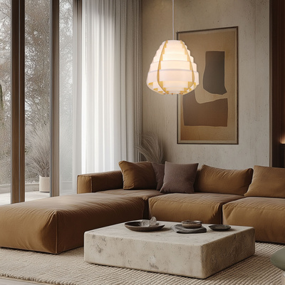 Hängelampe Beige Holz + Kunststoff Nagoja Ledea 50101038