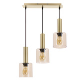 ALBERTO lampa wisząca mosiężny 3x40W E27 klosz bursztynowy