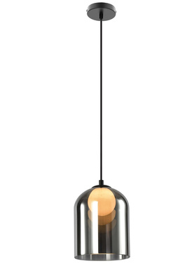 Pendant lamp KLEA glass with graphite and milky shade modern lamp over dining table for living room G9 LED