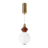FLORES pendant lamp brass and brown 7W LED 3000K white shade