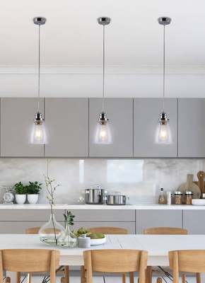 Lampa suspendata cromata cu abajur din sticla Voice Candellux 31-70821