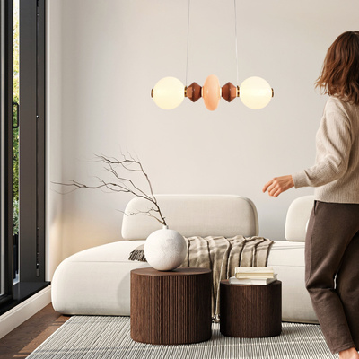FLORES pendant lamp brass brown orange 15W LED 3000K white shade