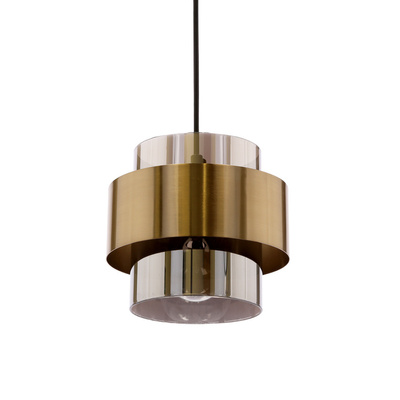 Suspension Spiega noir+laiton 1x60w e27 abat-jour fumé