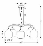CROMADO lampa wisząca chromowy 5x60W E27 klosz biały