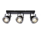Crazy ceiling lamp black strip 3x15w gu10 colorless lampshade