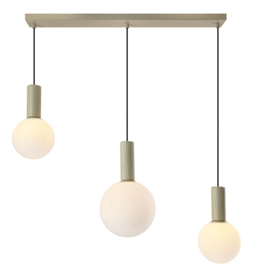 Lampe suspendue Testa beige globes au dessus de table de salle à manger 3xG9