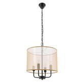 PACIFICA lampa wisząca czarny 4x40W E14 abażur złoty