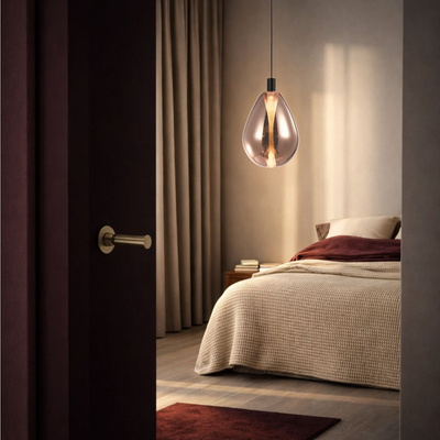 Hanging lamp Denso 30 glass copper ball for dining room over table