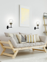 Aplic negru mat + capac sticla E14 patinata Lens 21-01283