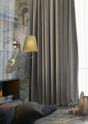 Patinierte Wandleuchte mit Honigschirm aus Stoff Mozart Candellux 21-33963