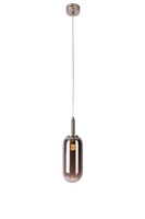 Hanging lamp FIUGGI silver with elongated glass shade modern LED lamp over table