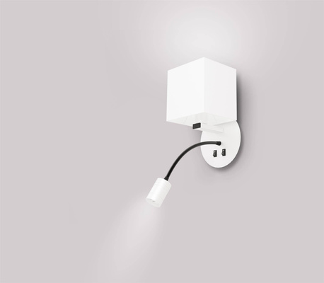 White hotel wall lamp with LED reading lamp Magnum Candellux 21-75659