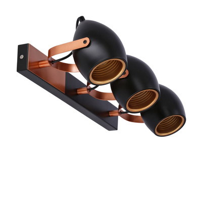 Verstellbare Spotlampe in Schwarz und Kupfer E14 3x40W Anica 93-82589