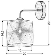 Einzelne verchromte Wandleuchte mit weißem Organza-Lampenschirm Nosja Candellux 21-62512