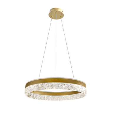 Hanging lamp FROZI in glamour style gold shade with crystals elegant and modern LED living room lighting