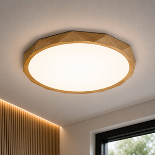 CADIX WOODEN LED CEILING LAMP 38.5 CM WHITE LAMPSHADE