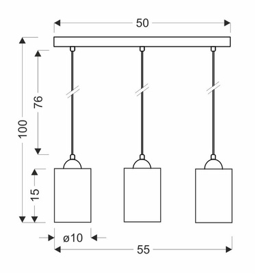 Hanging lamp black / brown strip 3xE27 Bistro 33-00545