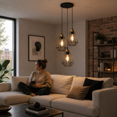 Lampa wisząca talerz czarna/patyna druciana Primo 33-00323