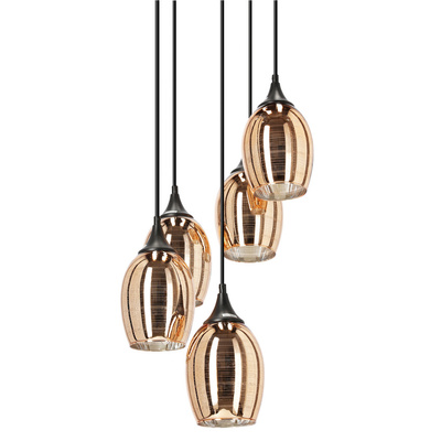 Lampa sufitowa wisząca czarny/miedziana 5 Marina 35-51639