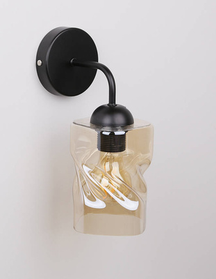Wall lamp black with amber glass shade Felis 21-00163