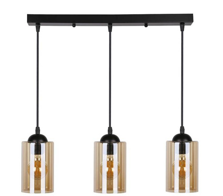 Lampa suspendata neagra / banda maro 3xE27 Bistro 33-00545
