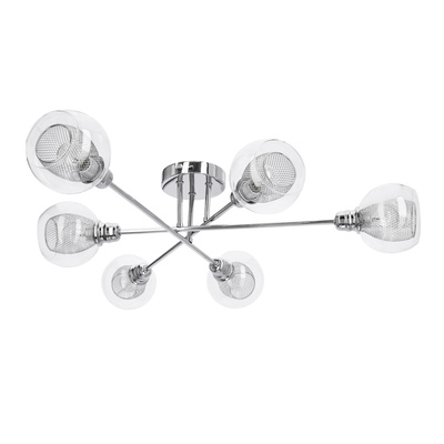 Chrome ceiling lamp with a glass shade and a basket 6x40W Dixi Candellux 36-61362