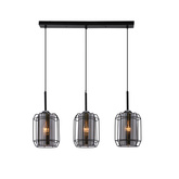 Lampa suspendata Jonera neagra 3x40 E27 abajur afumat 33-08435