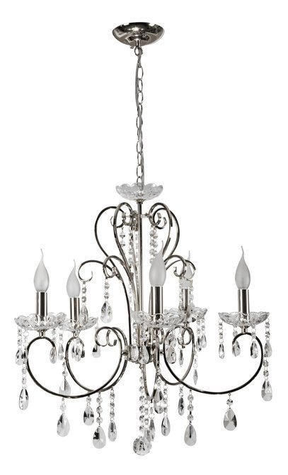 Chrome pendant lamp with crystals chandelier 5x40W Aurora Candellux 35-96152