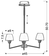 Lampa wisząca Togo 3-punktowa szklano-metalowa nad stół w kolorze nikiel matowy