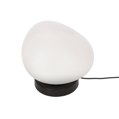 Lampa stołowa STONES minimalistyczna - biały akrylowy klosz 20 cm w kształcie kamienia - skandynawska lampka nocna do sypialni i salonu E27