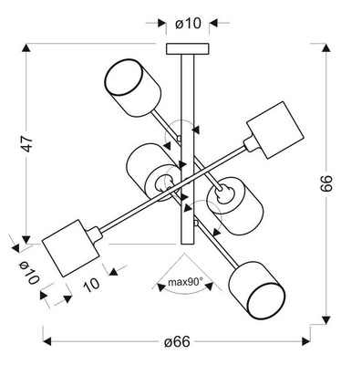 Plafoniera suspendata tija de scaun nichel satinat 6x40W Sax Candellux 36-70715