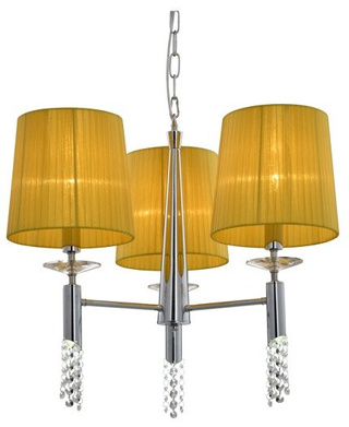 Kronleuchter mit Kristallen 3xE27 gelb + Dual-Kristalle 33-23179