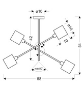 Hanging ceiling lamp satin nickel seatpost 4x40W Sax Candellux 34-70692 