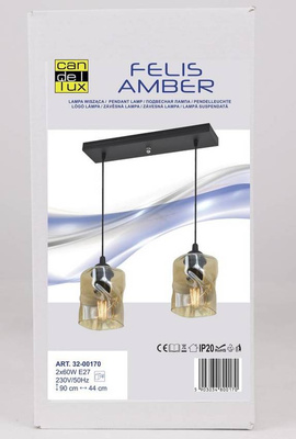 Hanging lamp black / amber strip 2xE27 Felis 32-00170