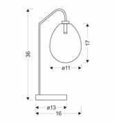 Bedside lamp LUKKA silver with glass grey shade cosy lighting for bedroom and living room LED