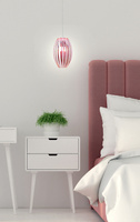 Lampa wisząca Abuko pojedyncza różowa z kloszem do sypialni E27