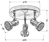 Ceiling lamp plafond 3X50W GU10 sat nickel-chrome ARKON 98-60051
