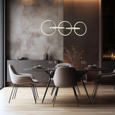 Pendant lamp KOS modern silver LED circles 4000K minimalist lamp over table