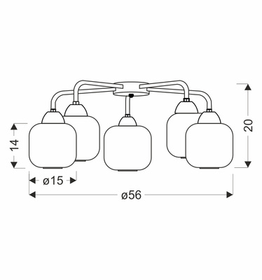 CROMADO lampa sufitowa chromowy 5x60W E27 klosz biały