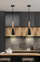 Hängelampe schwarz + Holz Trosa Ledea 50101264